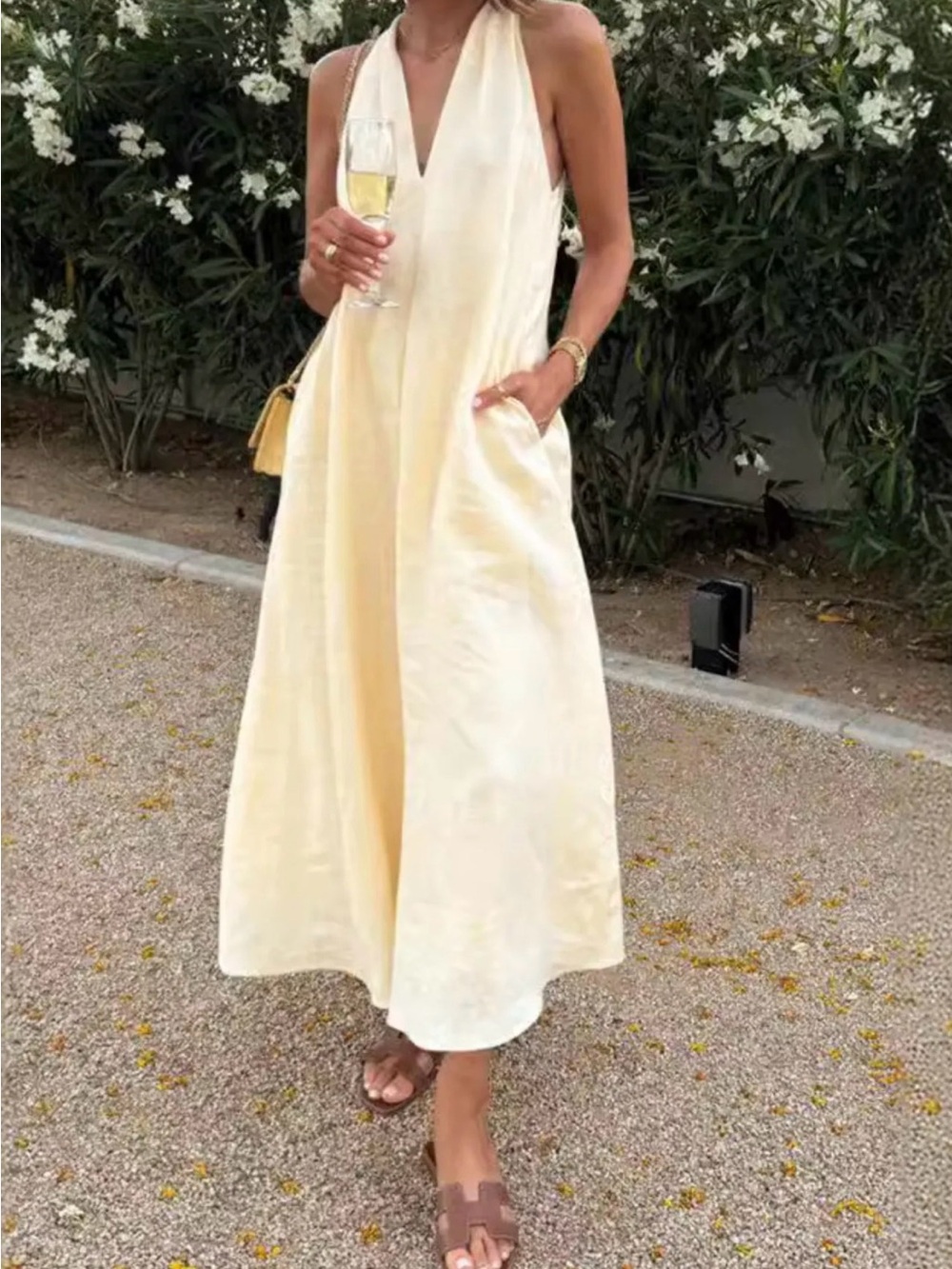 Banana Republic Pale Yellow Midi Dress